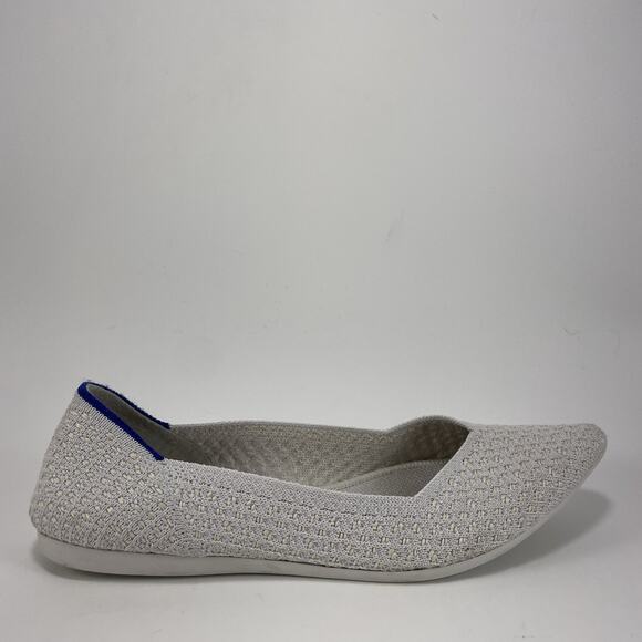 Rothy’s The Point Pointed Toe Flats Womens Size 5.5 White Salt Honeycomb Rothys - Picture 1 of 9